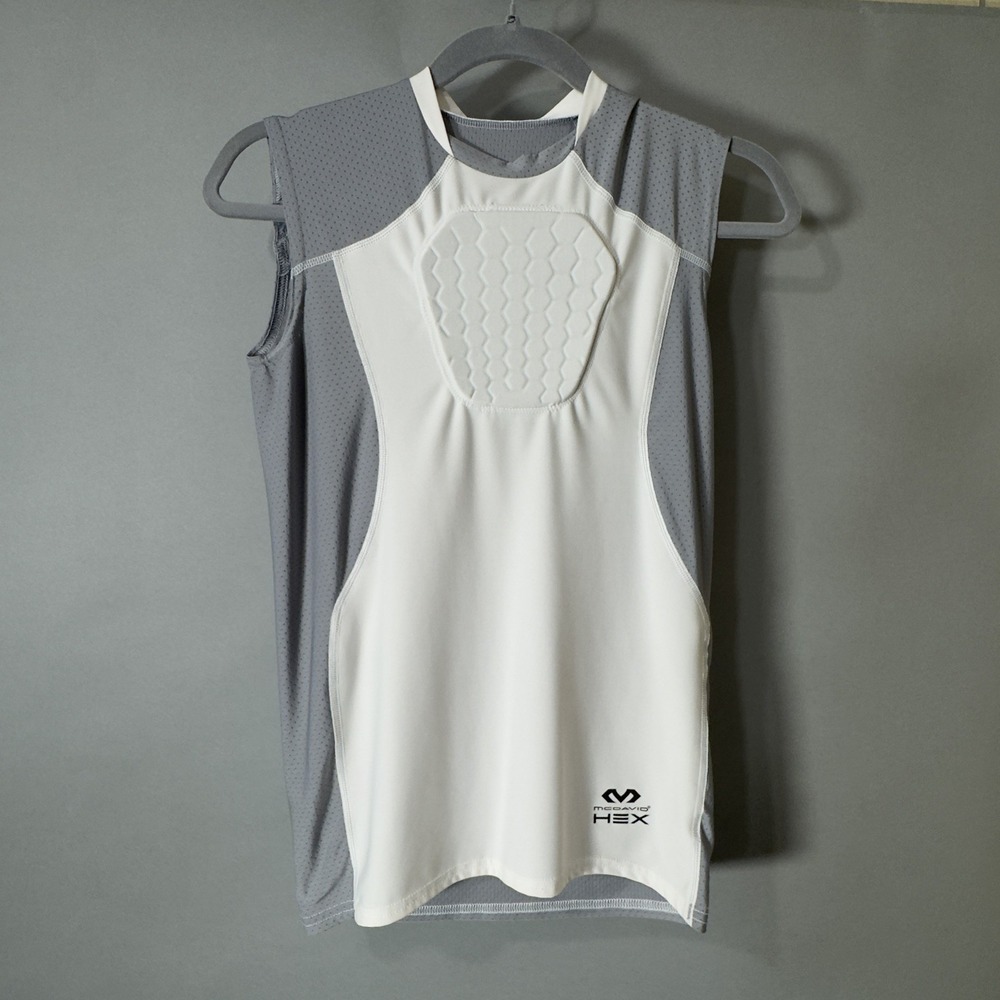 McDavid HEX Sternum Shirt Youth XL White Gray Padded Chest Protector Baseball